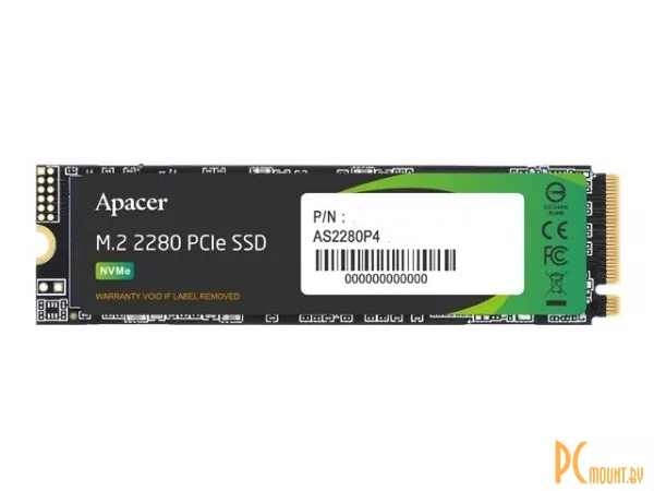 SSD 512GB Apacer AS2280P4 Client SSD  PCIe Gen3x4 with NVMe 2100/1500 IOPS 210/380K MTBF 1.5M 3D TLC 400TBW 1.64DWPD RTL M.2 2280